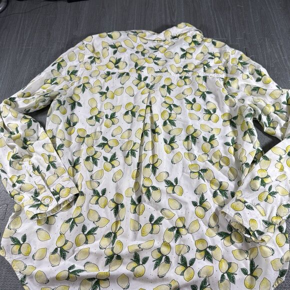 Beachlunchlounge Button Up Shirt Womens XL Yellow Green Lemon Citrus - Picture 2 of 7